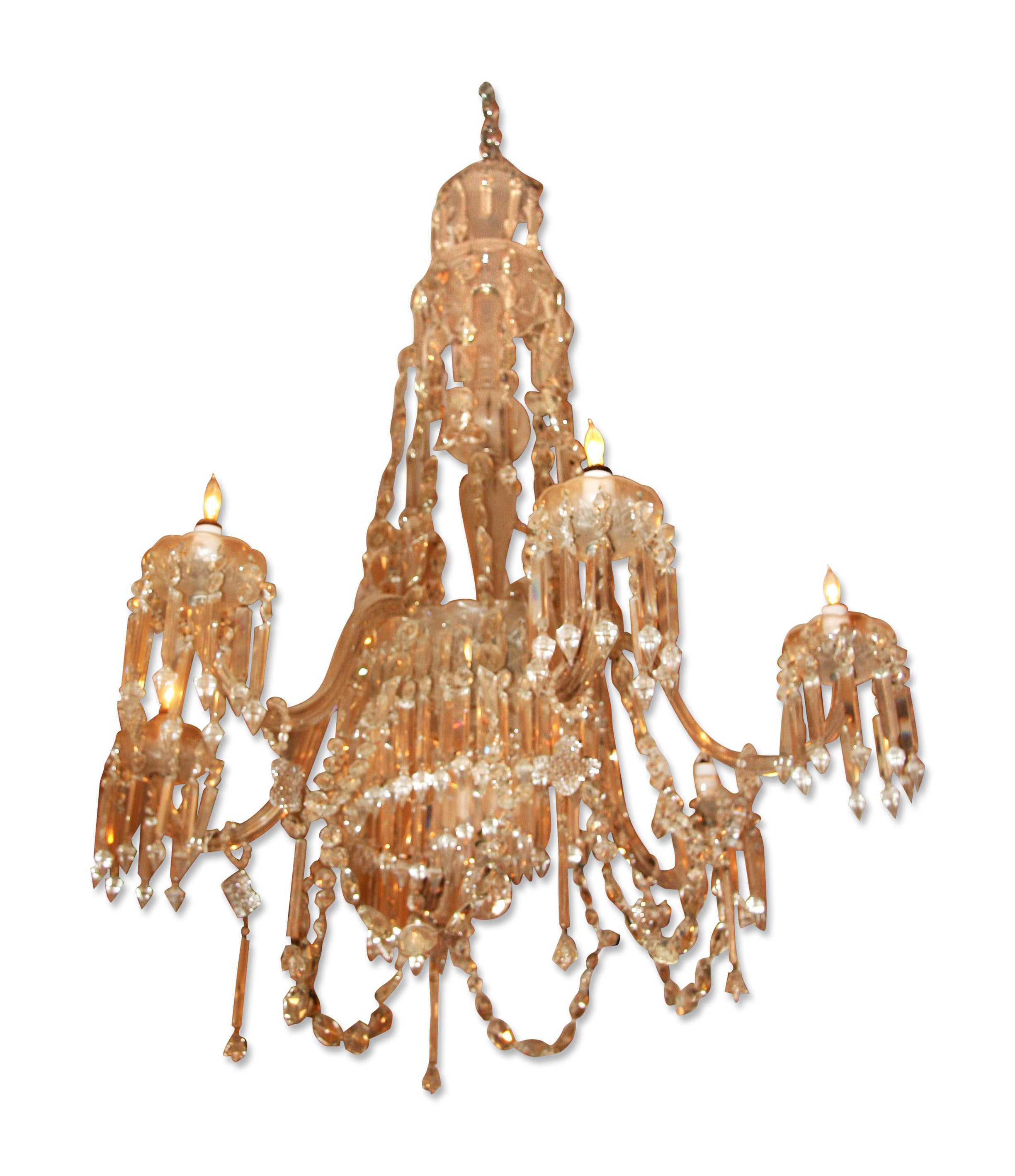 19th Century Crystal Chandelier Converted Gas Fixture
