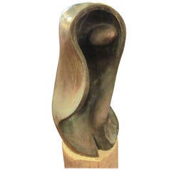 Mid-Century Modern Bronze Statue with Marble Base