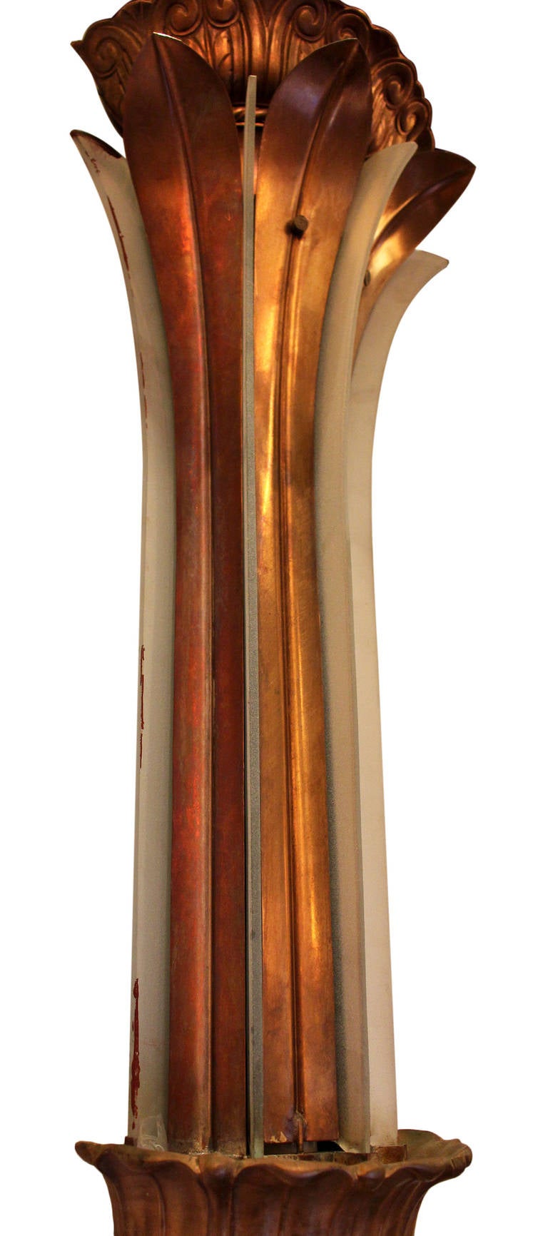 Pair of Red Brass Art Deco Theater Sconces from 1939 In Excellent Condition In New York, NY
