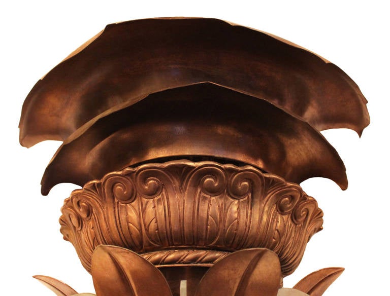 Mid-20th Century Pair of Red Brass Art Deco Theater Sconces from 1939