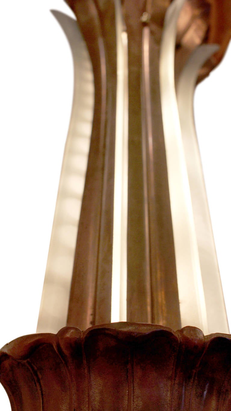 Pair of Red Brass Art Deco Theater Sconces from 1939 4