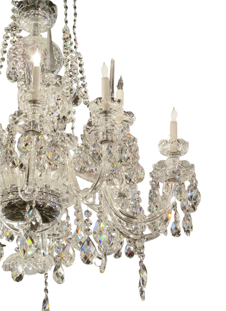 Irish 1960s Elegant Waterford Crystal Chandelier with 15 Lights