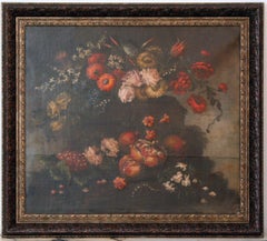Italian Painting of Fruit and Flowers in New Frame