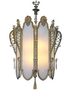 1930s Bronze Art Deco Grand Chandelier from an Old New York City Theater 