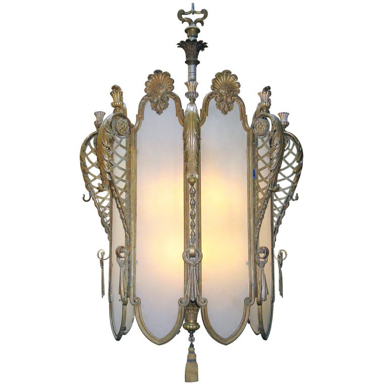 1930s Bronze Art Deco Grand Chandelier From An Old New York City Theater 1930s Bronze Art Deco Grand Chandelier From An Old New York City Theater For