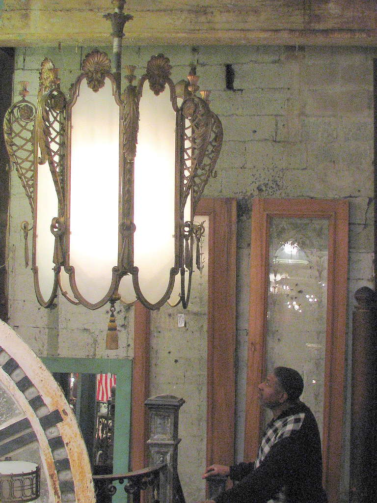 1930s Bronze Art Deco Grand Chandelier From An Old New York City This Grand 1930s Art Deco Chandelier Is From An Old New York City Theater The