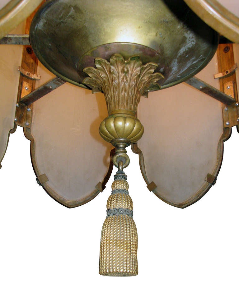 Mid-20th Century 1930s Bronze Art Deco Grand Chandelier from an Old New York City Theater 