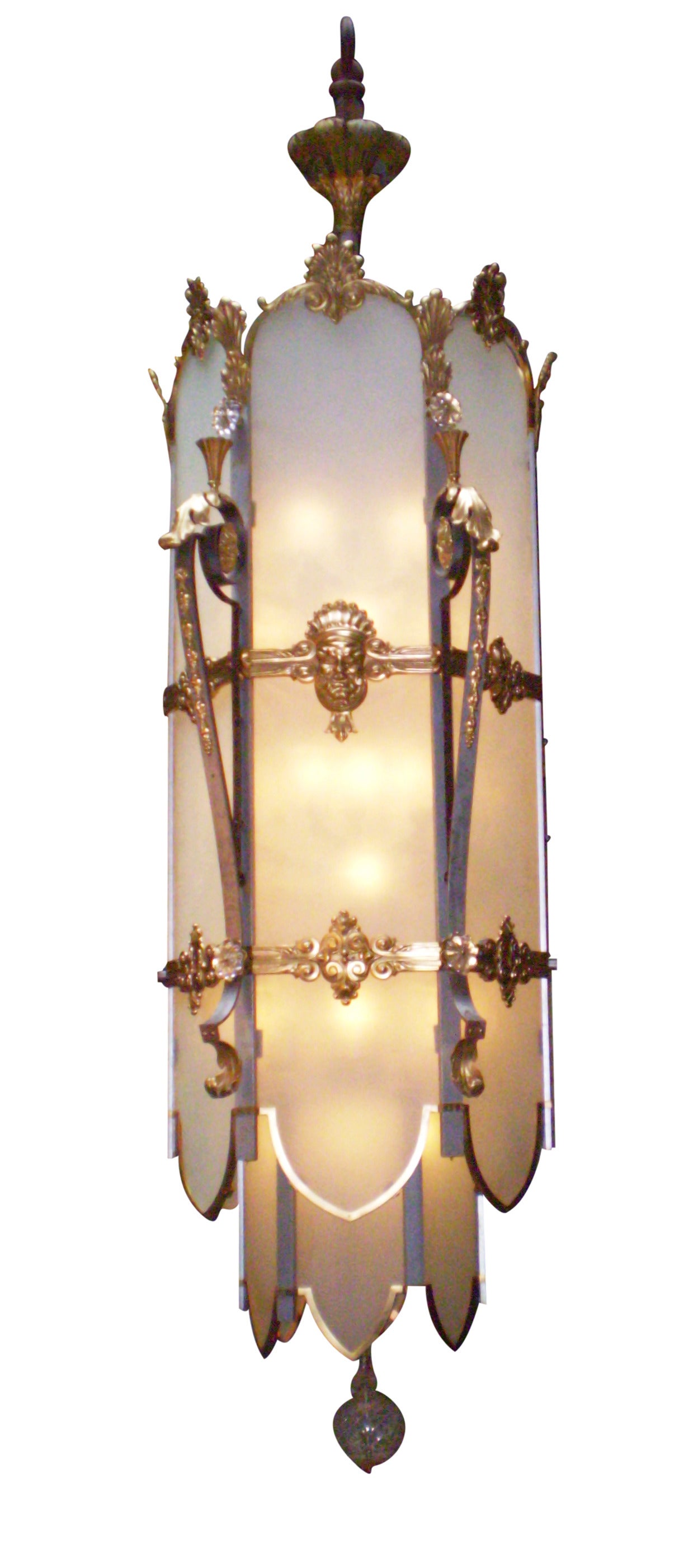 Loews Large Art Deco Theater Hanging Light Chandelier from Brooklyn
