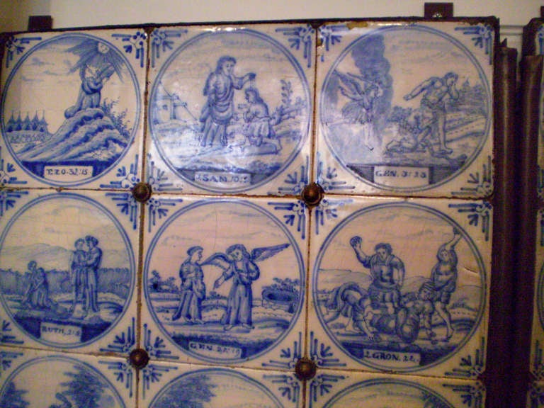 Dutch Pair of 1920s Antique Delft Tile Panels
