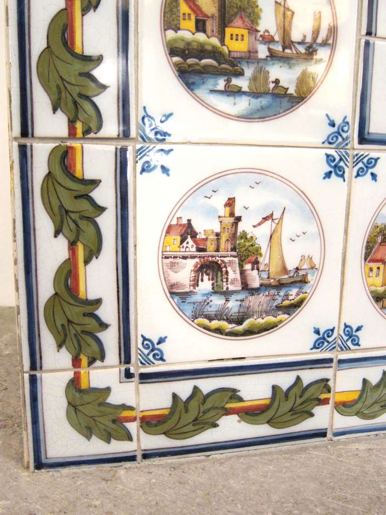 20th Century Dutch Tile Fireplace Mantel Made by Royal Tichelaar of Makkum