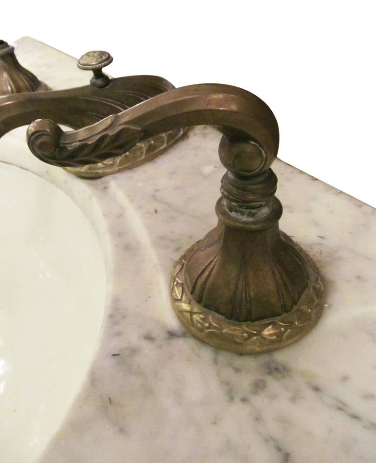 20th Century Marble-Top Sink with Bowl