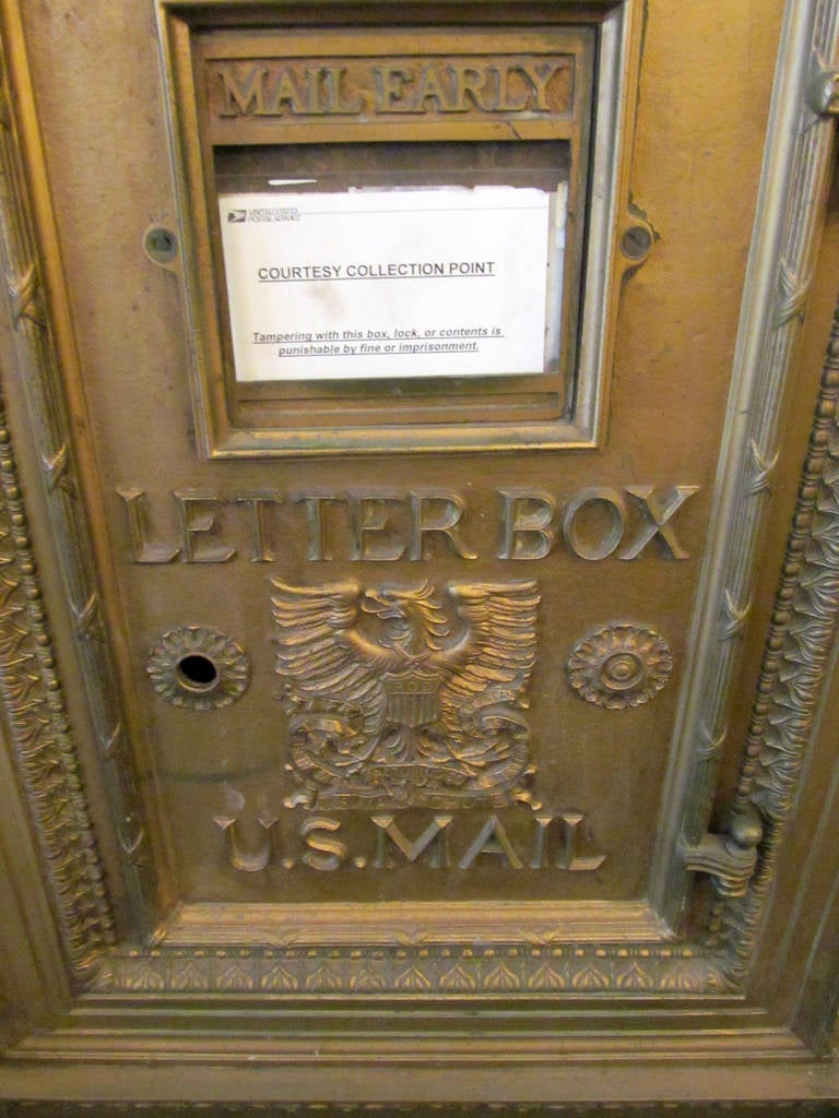 American Ornate Bronze Mailbox Salvaged from a Manhattan Lobby