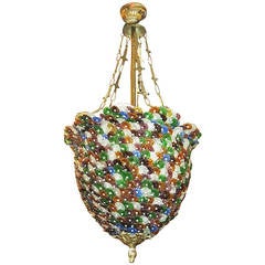 Multi-Colored Modern Pendant Light with Ornate Brass with Chain and Canopy