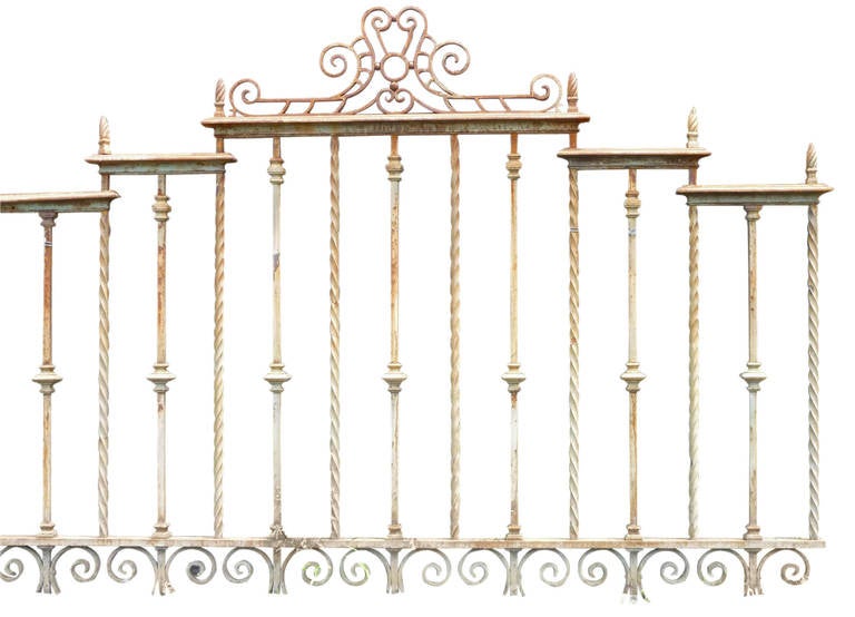 Pair of Heavy Gauge Cast and Wrought Iron Fence Sections For Sale at