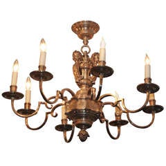 1900s Silver Plated Bronze Louis XVI Style Chandelier