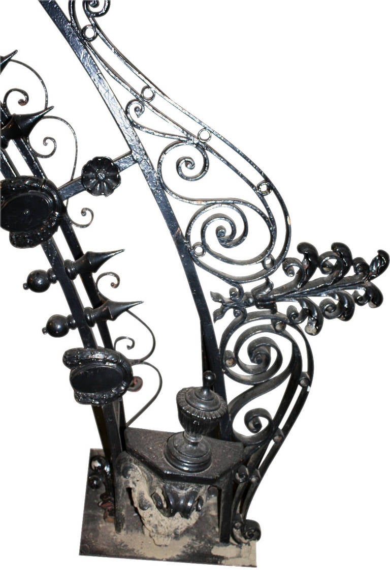 Mid-20th Century Ornate Wrought Iron Entry Arch for Driveway or Grand Entrance