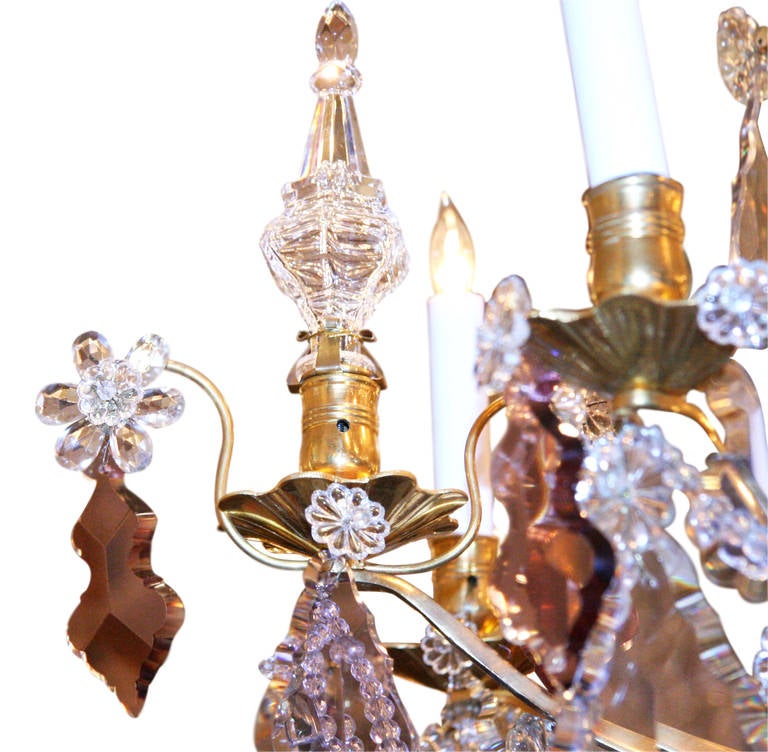 French Baccarat Crystal, Original Doré Bronze Chandelier