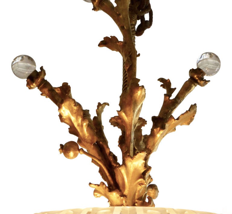 1885 French Doré Bronze and Crystal Chandelier from Palace Hotel in NYC
