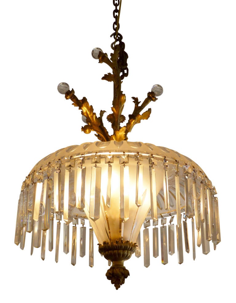 Late 19th Century 1885 French Doré Bronze and Crystal Chandelier from Palace Hotel in NYC