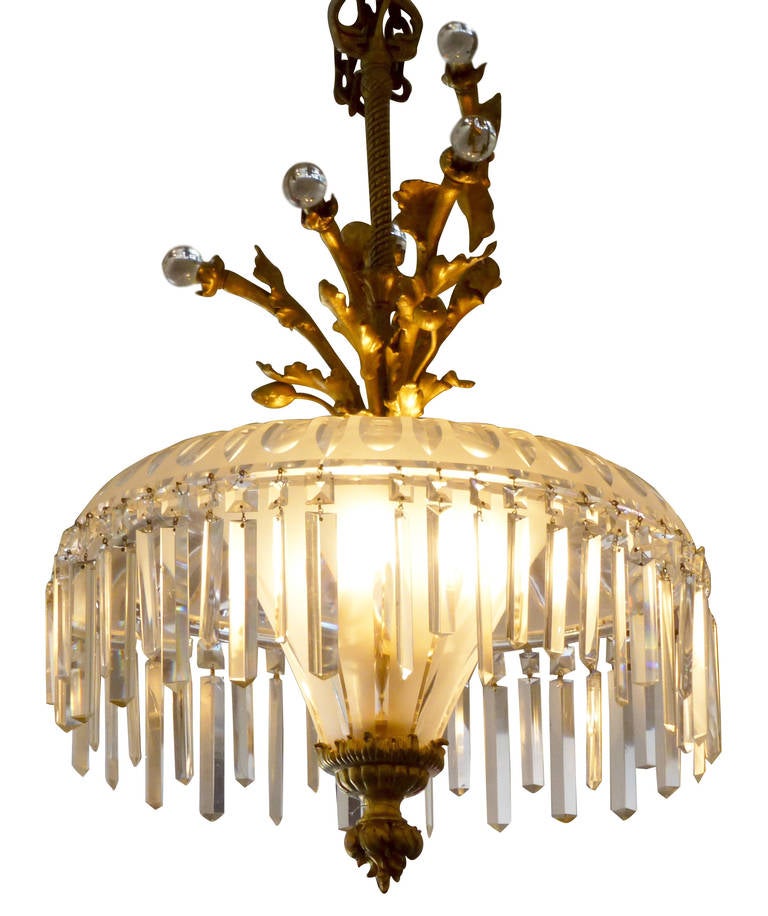 1885 French Doré Bronze and Crystal Chandelier from Palace Hotel in NYC 3