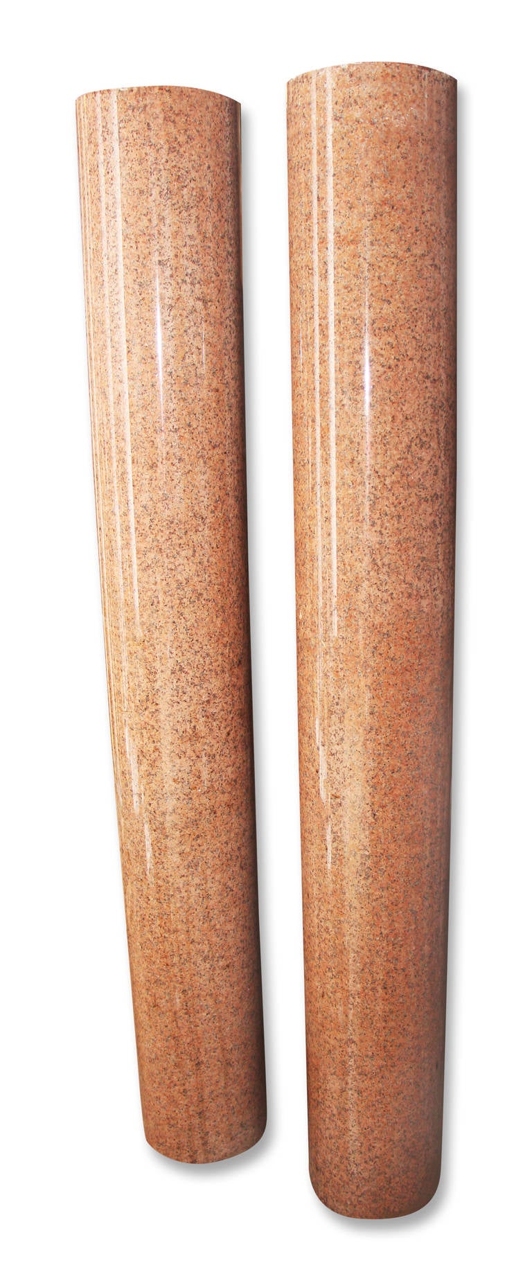 These are a pair of antique coral granite half columns recovered from a prominent New York building. Nicely polished. Priced as pair. Please note, this item is located in our Scranton, PA location.