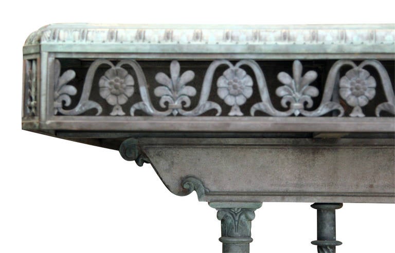 Bronze Ornate Bank Table with Marble Top 5