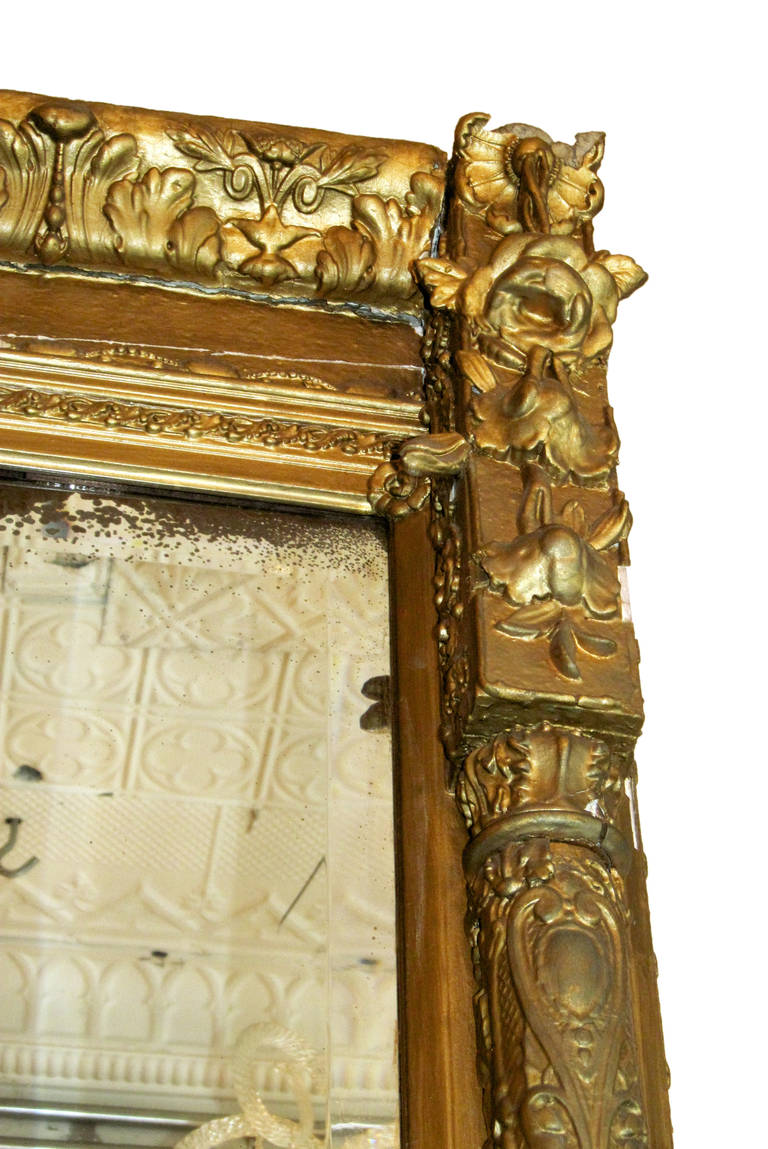 Victorian Ornate Gold Painted Fireplace Mirror In Excellent Condition In New York, NY