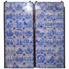 Pair of 1920s Antique Delft Tile Panels