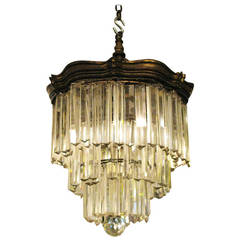 Art Nouveau Silver Plated Crystal Chandelier