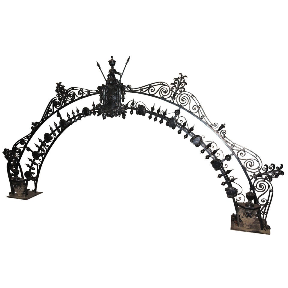 Ornate Wrought Iron Entry Arch for Driveway or Grand Entrance