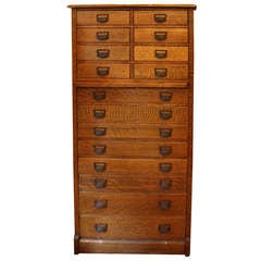 Antique Quarter Sawn Oak Flat File Cabinet