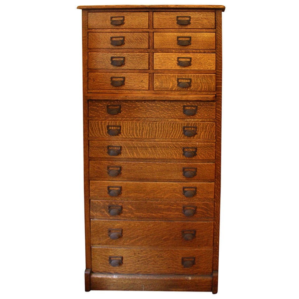 Quarter Sawn Oak Flat File Cabinet