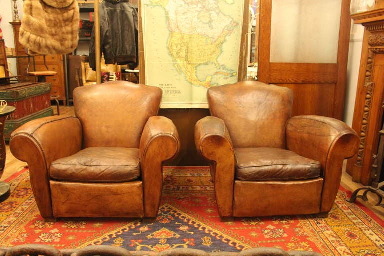 Pair of 1930s French Club Chairs In Excellent Condition In New York, NY