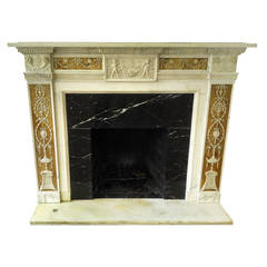 19th Century Georgian Style Inlaid Sienna and White Marble Mantel