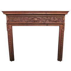 Ornate Hand-Carved Wooden Mantel from 1920s Manhattan
