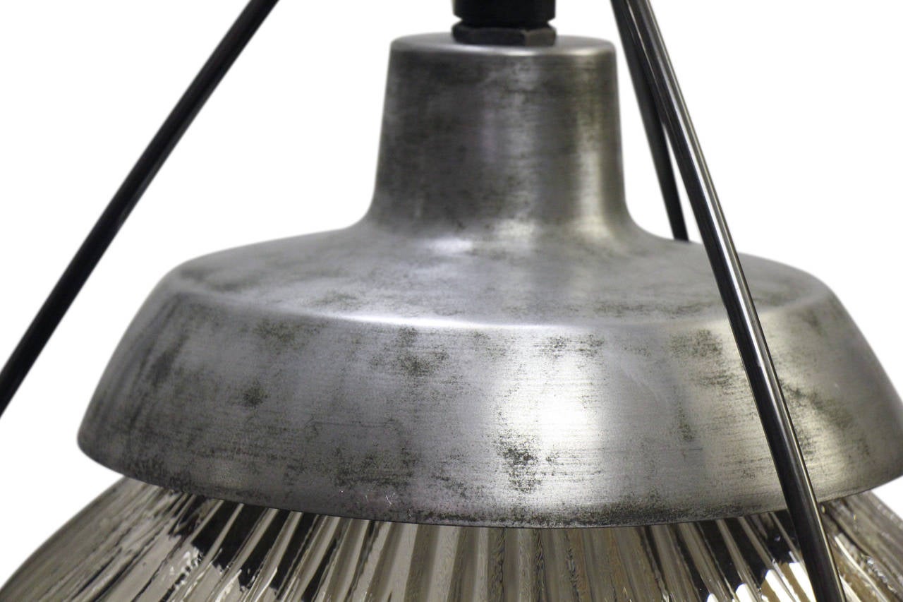 Mid-20th Century Industrial Holophane Pendant Light