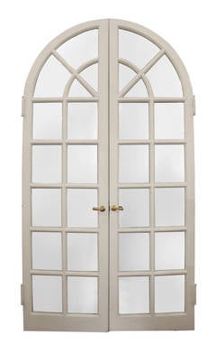 Vintage Wooden White Arched French Doors