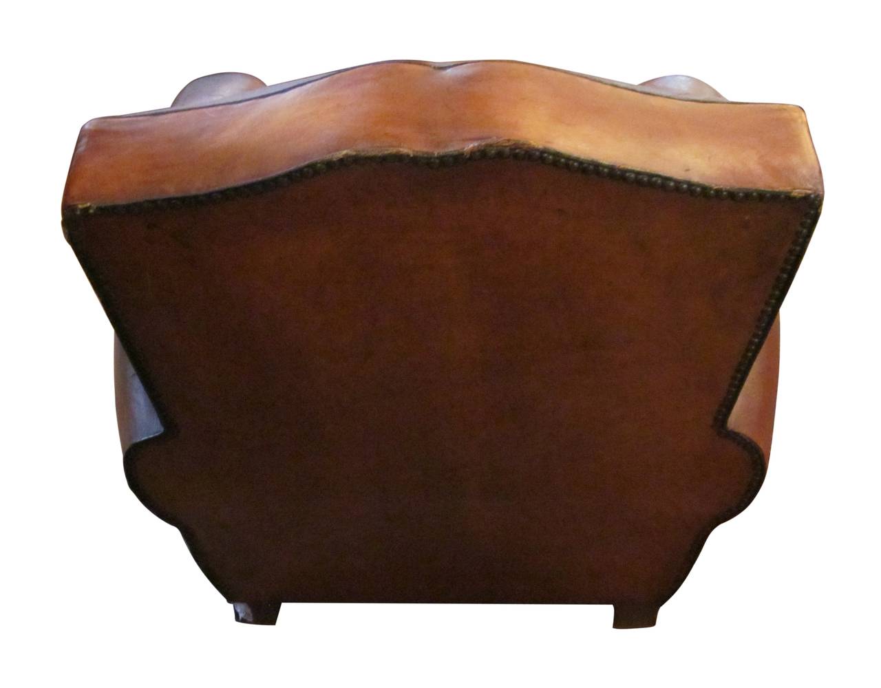 Mid-20th Century Single Mustache Back Leather Club Chair