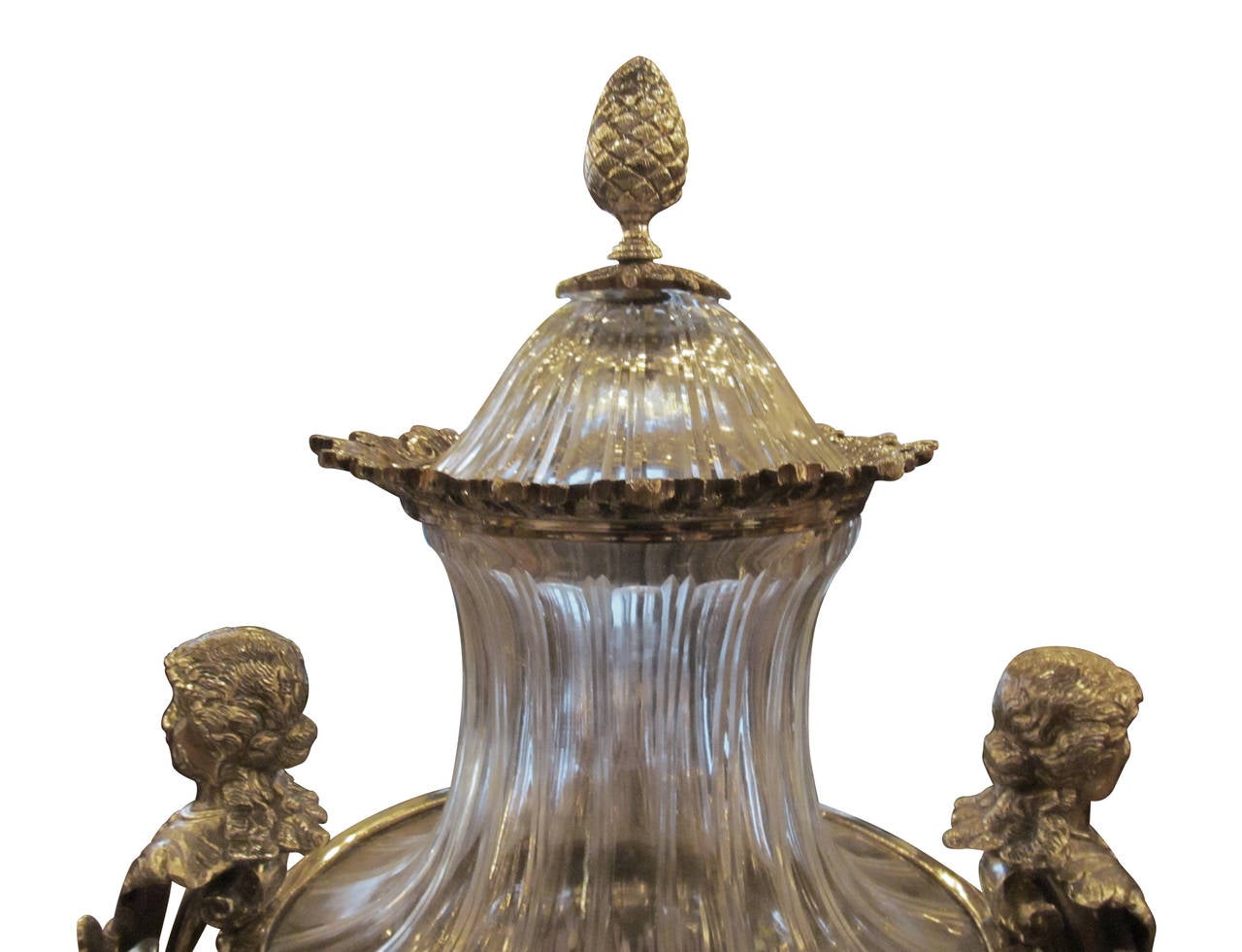 Argentine Replica Baccarat Crystal Vase with Nickel-Plated Bronze