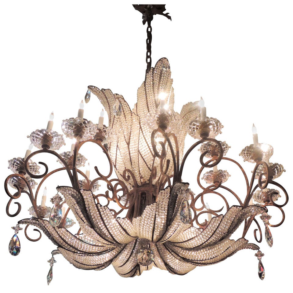 1930s Italian Crystal Beaded Chandelier