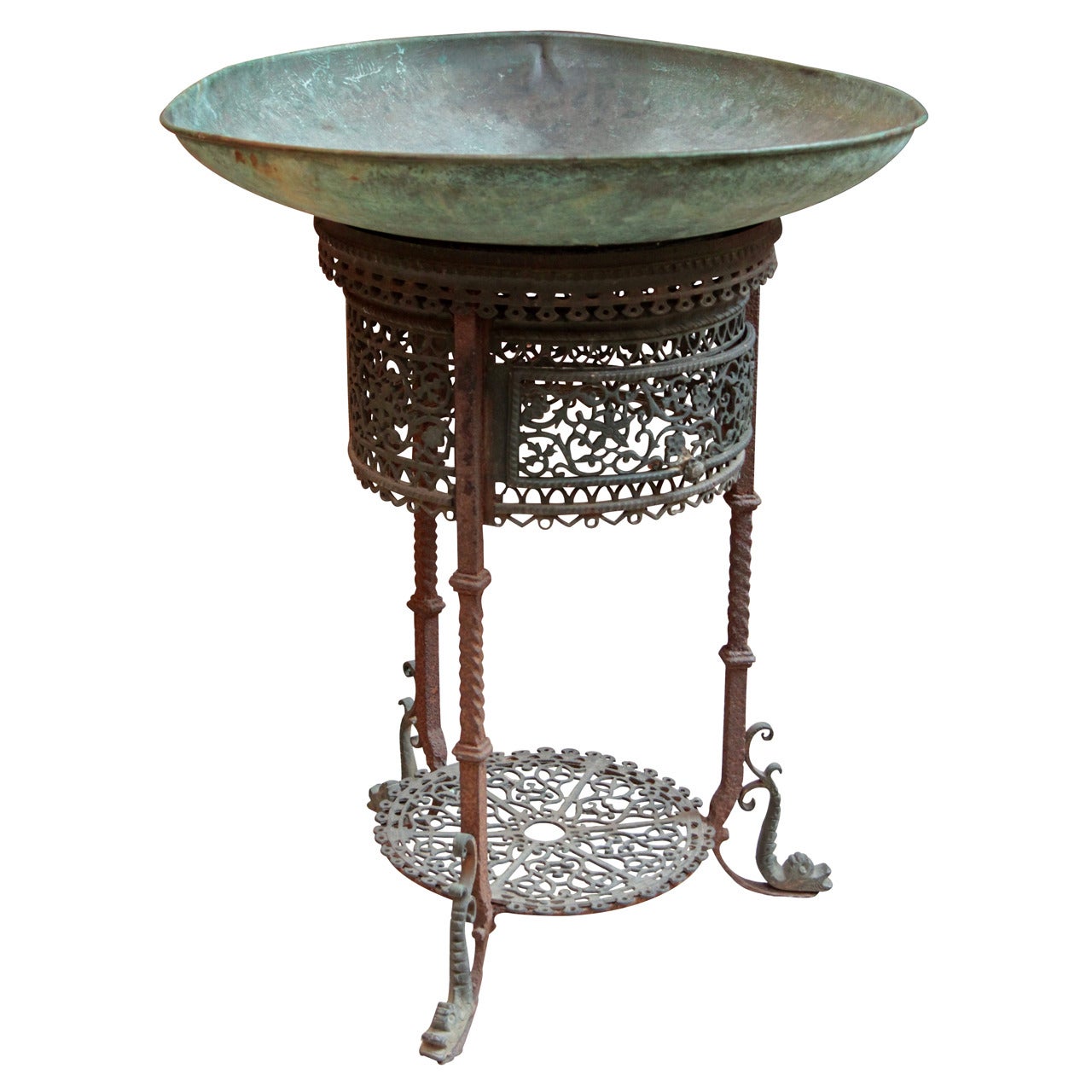 1890s Bronze and Copper Water Fountain in the Oscar Bach Style with patina