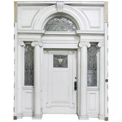 Early 19th Century Federal Mansion Leaded Glass Door Entry