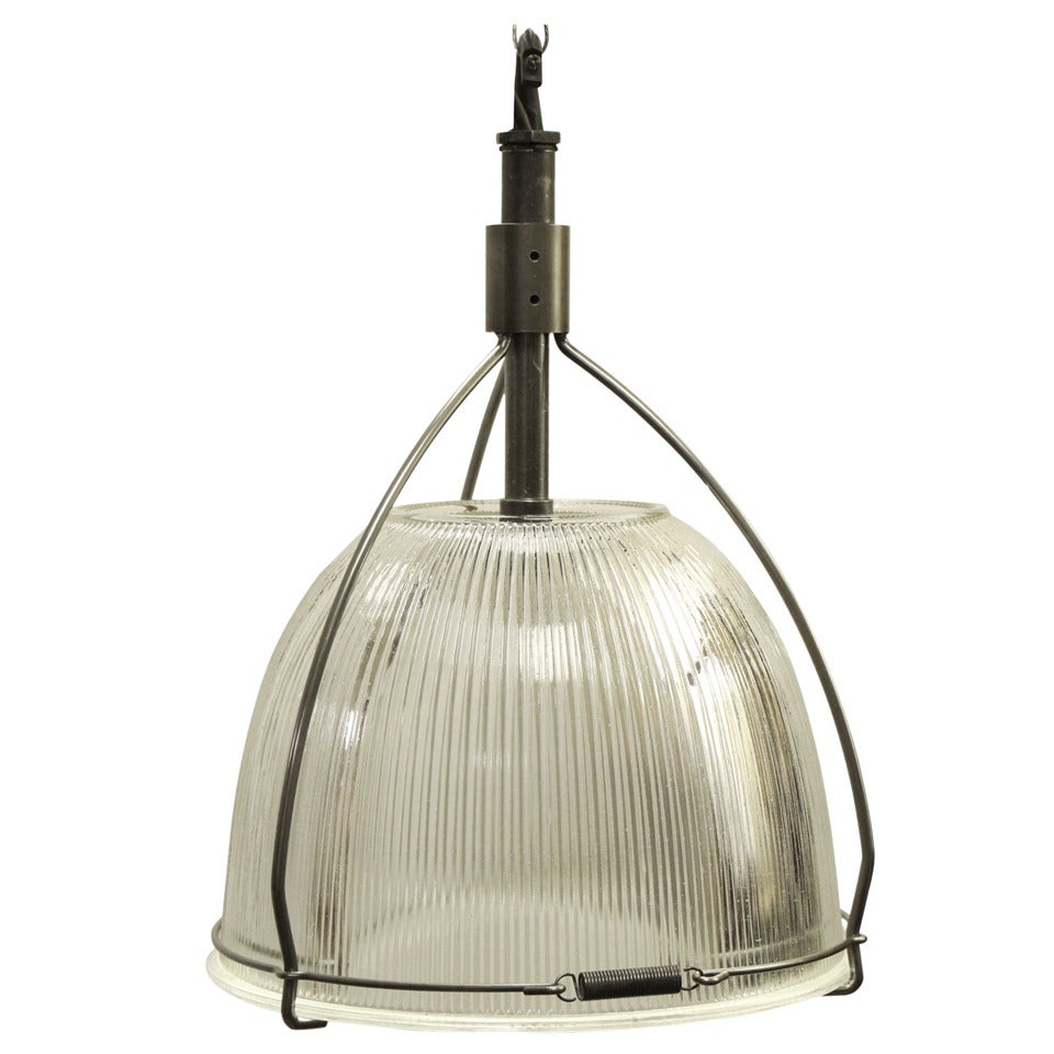 prism glass pendant light hanging lamp French vintage light Vintage Holophane light fixture