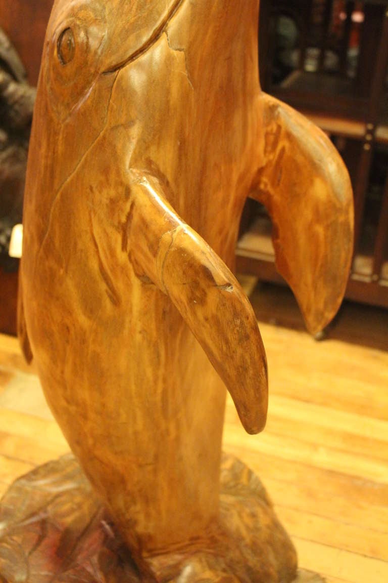 Wooden Dolphin Sculpture In Excellent Condition In New York, NY