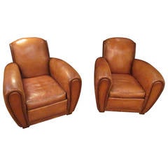 Pair of Arched Back French Club Chairs