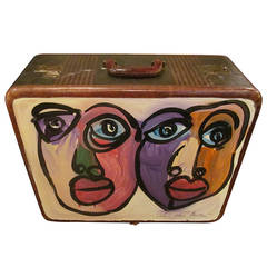 Vintage Painted Rolling Stones Suitcase, Peter Keil Artist