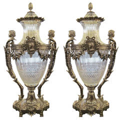 Retro Replica Baccarat Crystal Vase with Nickel-Plated Bronze
