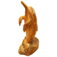 Wooden Dolphin Sculpture