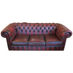 Vintage English Leather Chesterfield Sofa