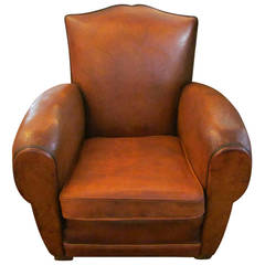 Single Mustache Back Leather Club Chair